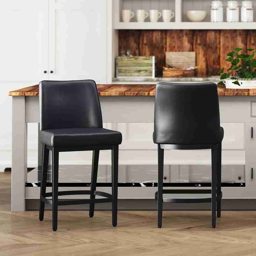 Beige and Black 26" Counter Stool