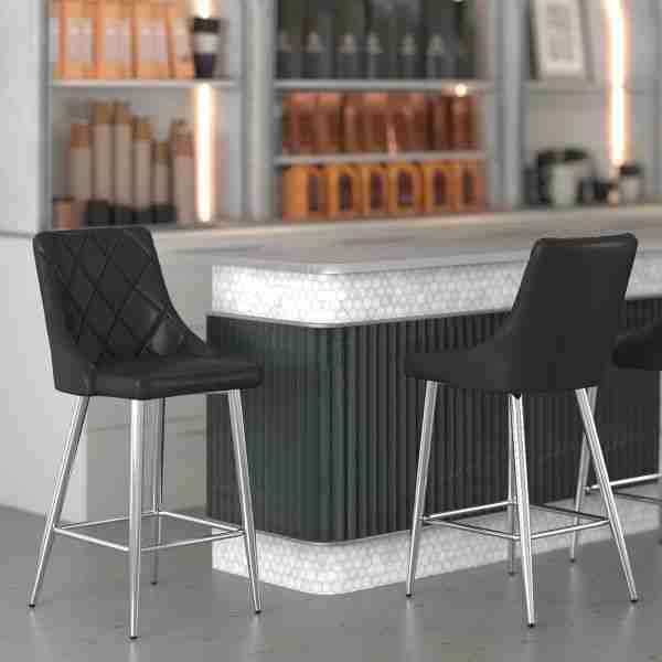 Counter Height Stool with Stainless Steel Legs