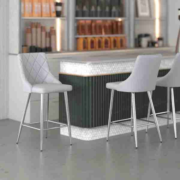 Counter Height Stool with Stainless Steel Legs