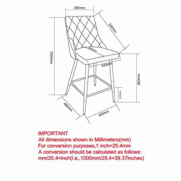 Counter Height Stool with Stainless Steel Legs