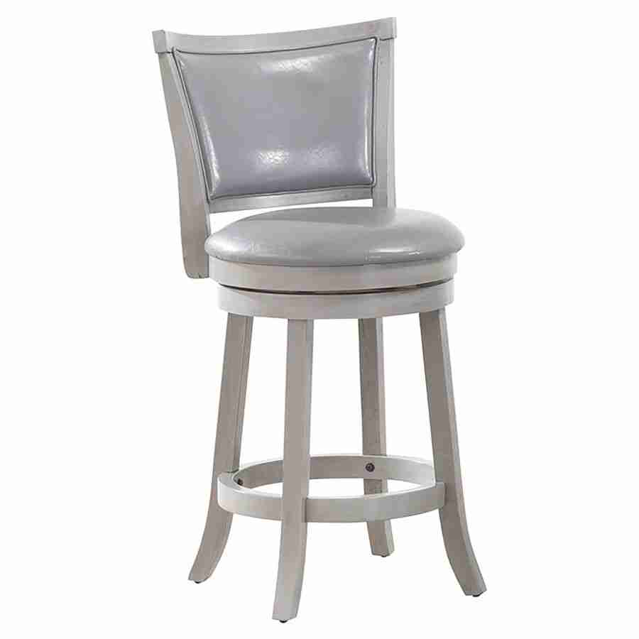 Grey Leather Bar Stool with Swivel Seat