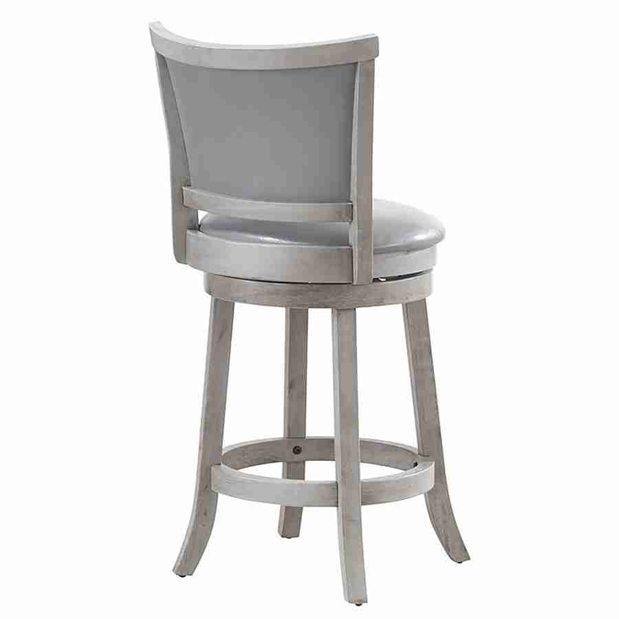 Grey Leather Bar Stool with Swivel Seat