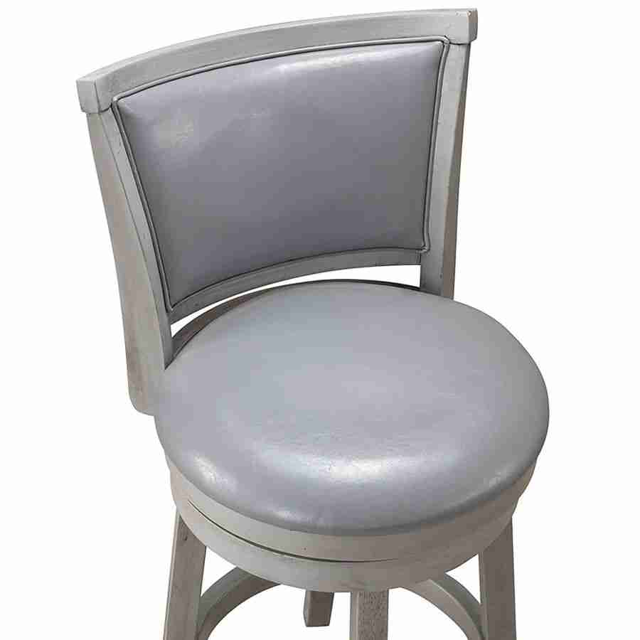 Grey Leather Bar Stool with Swivel Seat