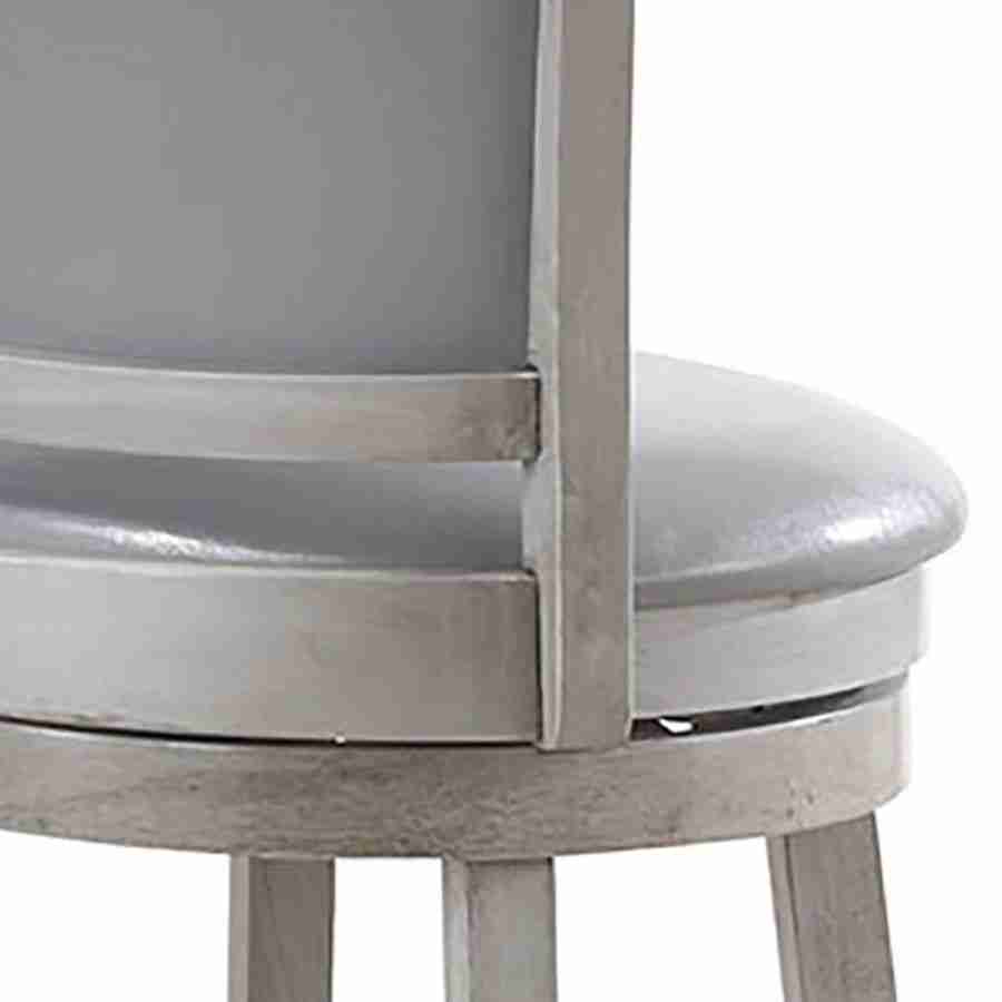 Grey Leather Bar Stool with Swivel Seat