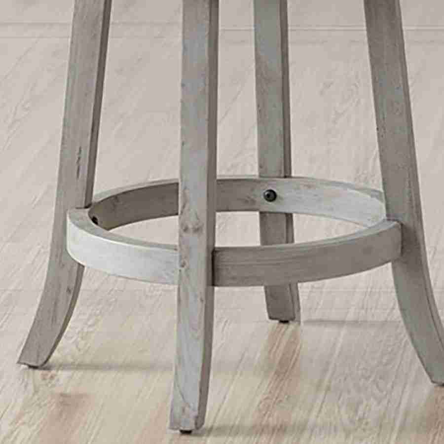 Grey Leather Bar Stool with Swivel Seat