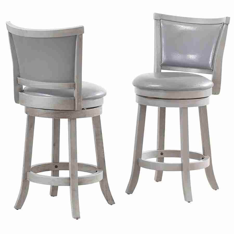 Grey Leather Bar Stool with Swivel Seat