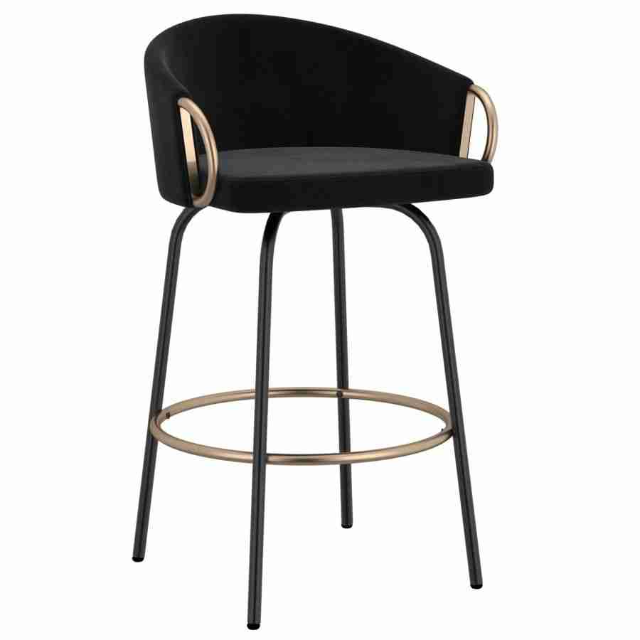 Bucket Style Bar Stool with Black Legs