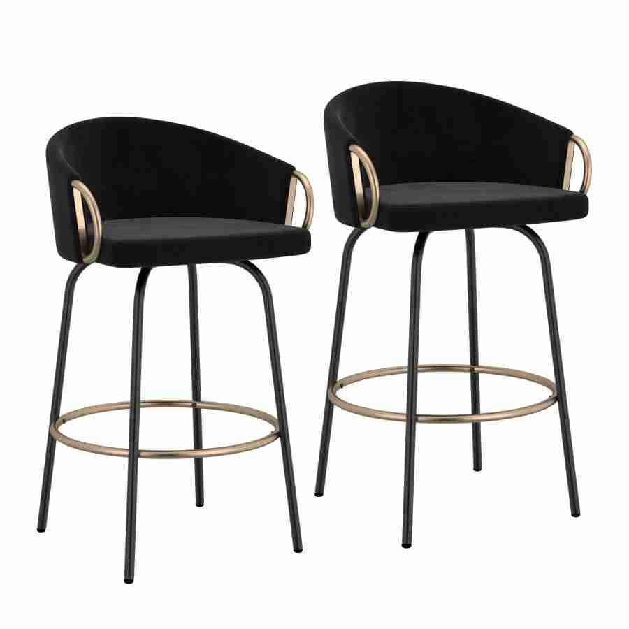 Bucket Style Bar Stool with Black Legs