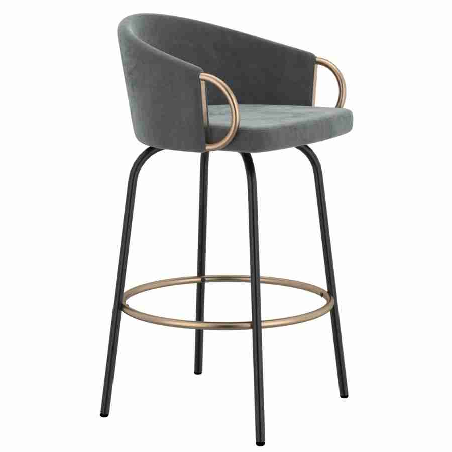 Bucket Style Bar Stool with Black Legs