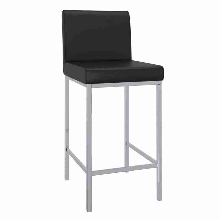 Faux Leather Bar Stool with Chrome Legs