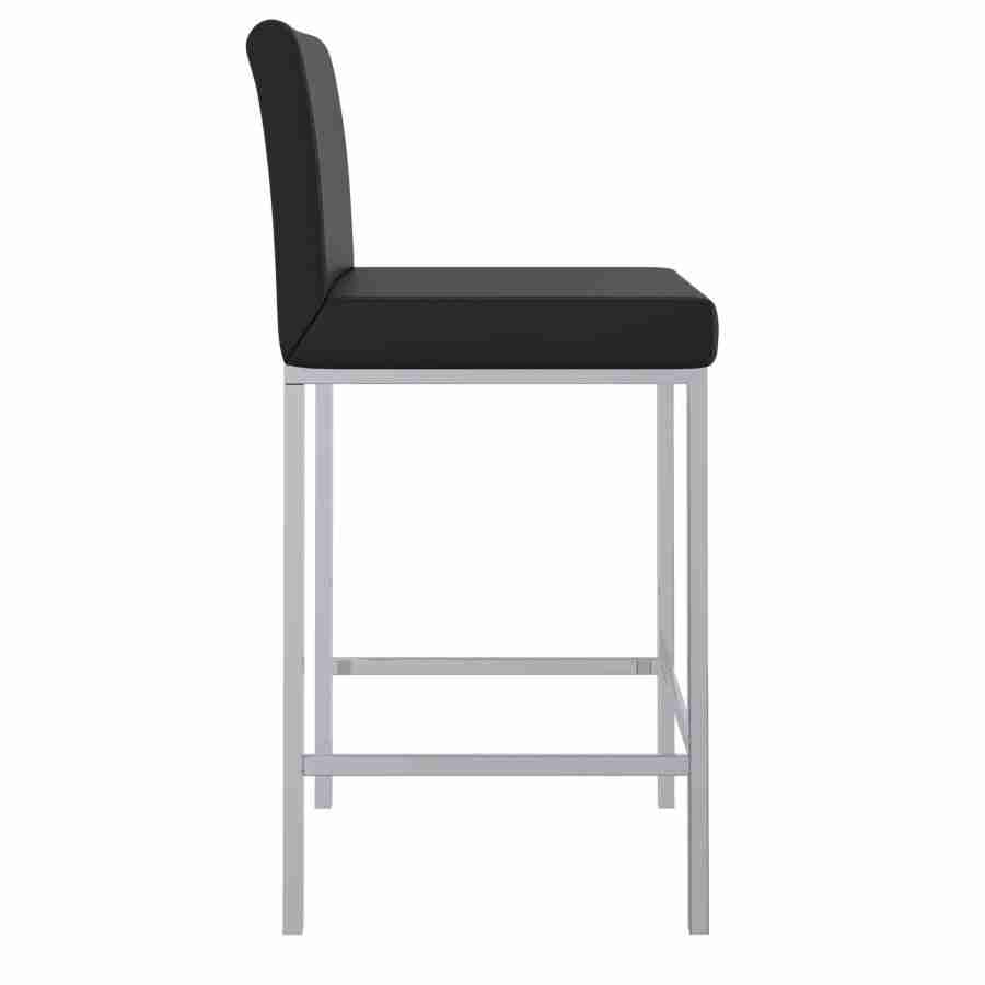 Faux Leather Bar Stool with Chrome Legs