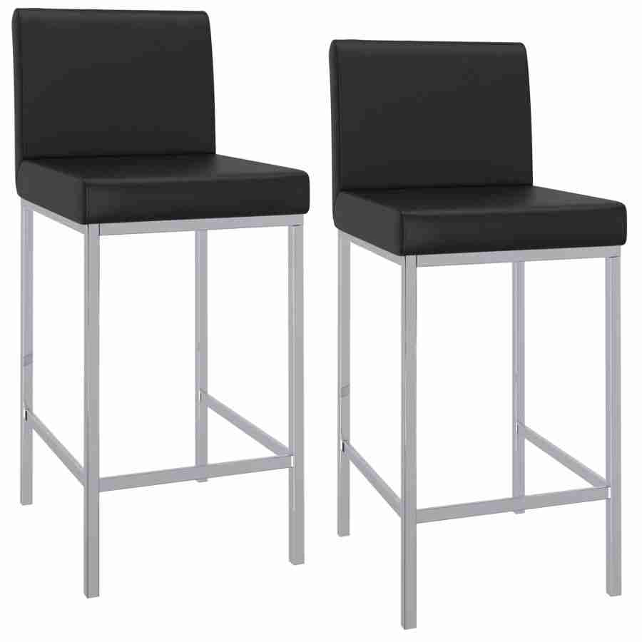 Faux Leather Bar Stool with Chrome Legs