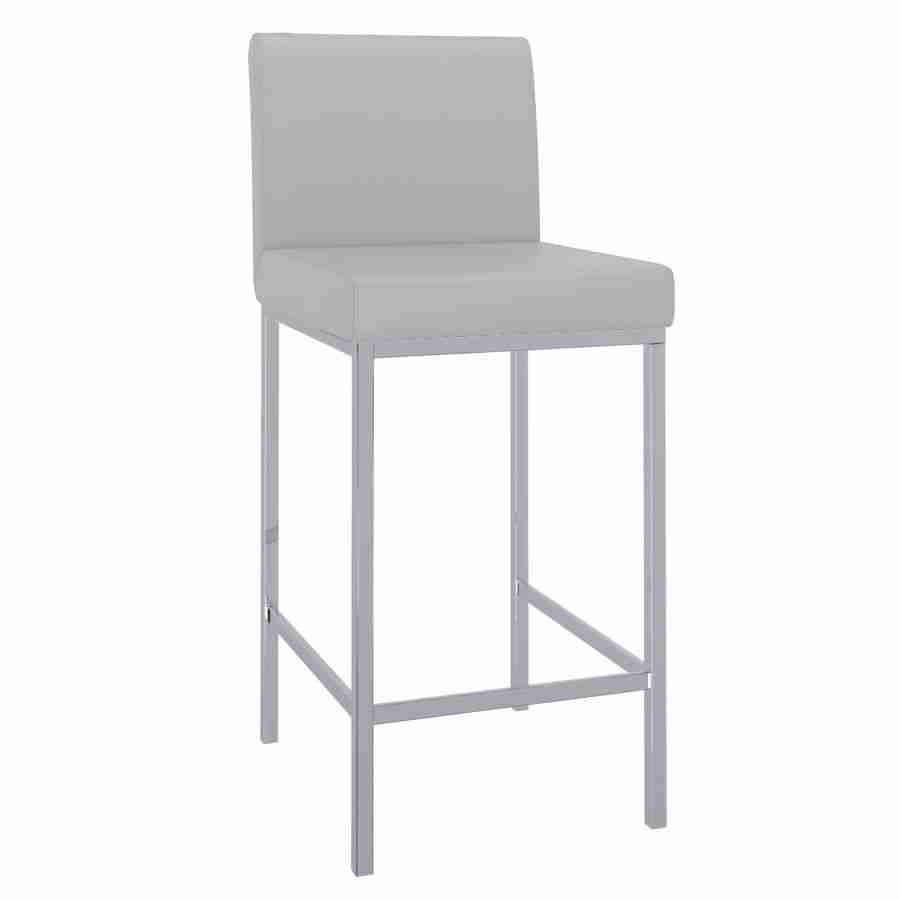 Faux Leather Bar Stool with Chrome Legs