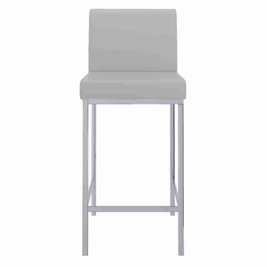 Faux Leather Bar Stool with Chrome Legs