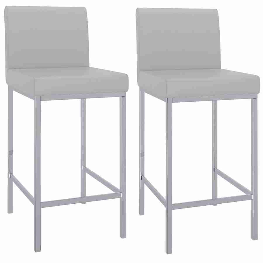 Faux Leather Bar Stool with Chrome Legs