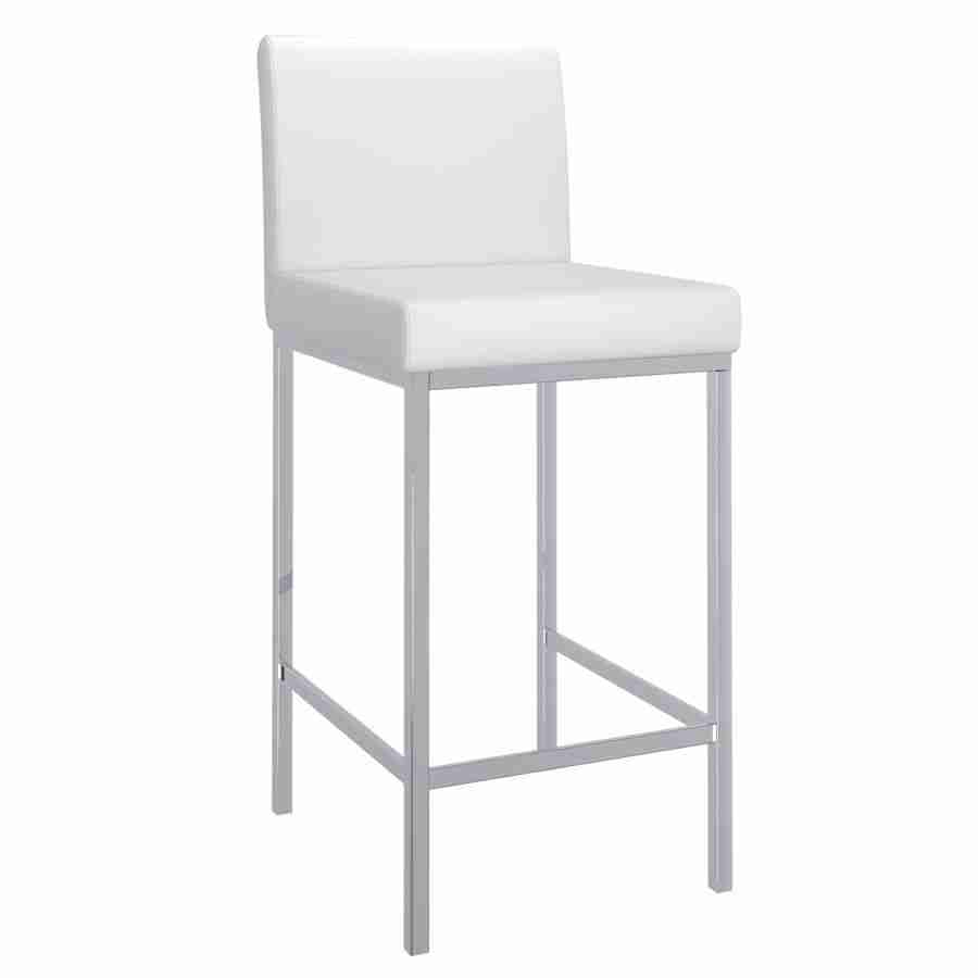 Faux Leather Bar Stool with Chrome Legs