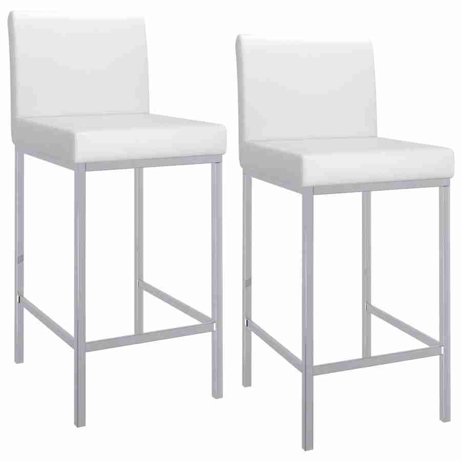 Faux Leather Bar Stool with Chrome Legs