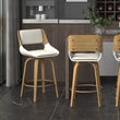 Fabric Bar Stool with Wooden Legs