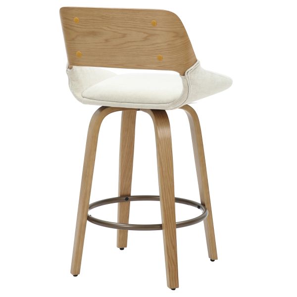 Fabric Bar Stool with Wooden Legs