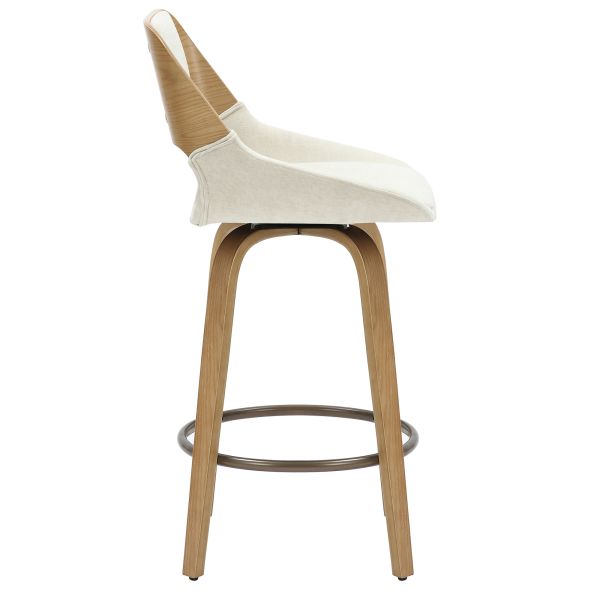 Fabric Bar Stool with Wooden Legs