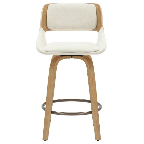 Fabric Bar Stool with Wooden Legs