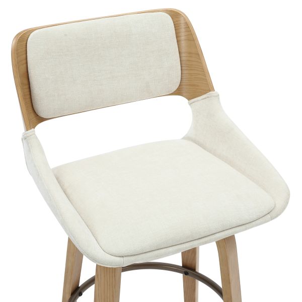 Fabric Bar Stool with Wooden Legs