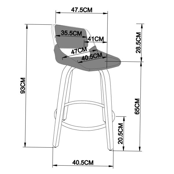 Fabric Bar Stool with Wooden Legs