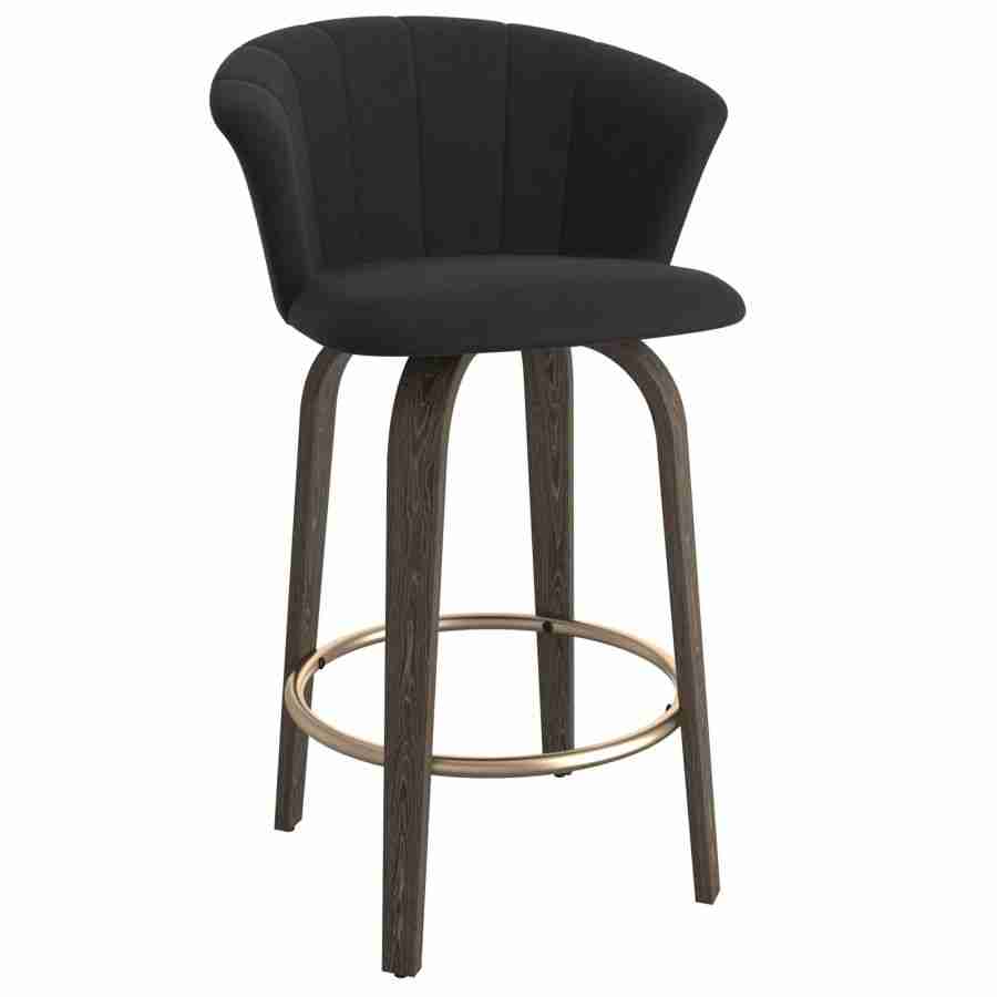 Velvet Bar Stools with Solidwood Legs