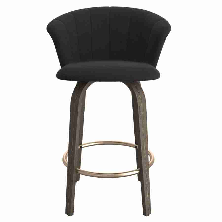 Velvet Bar Stools with Solidwood Legs