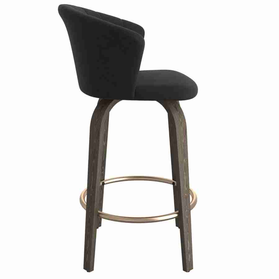 Velvet Bar Stools with Solidwood Legs