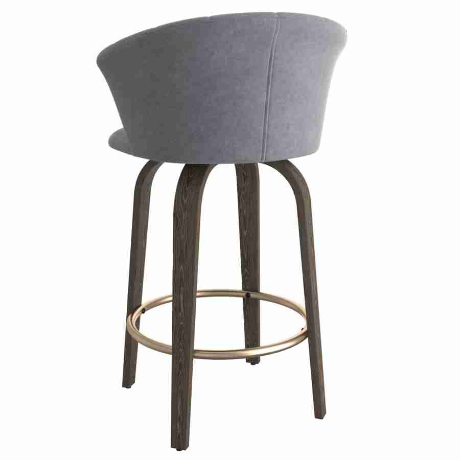 Velvet Bar Stools with Solidwood Legs