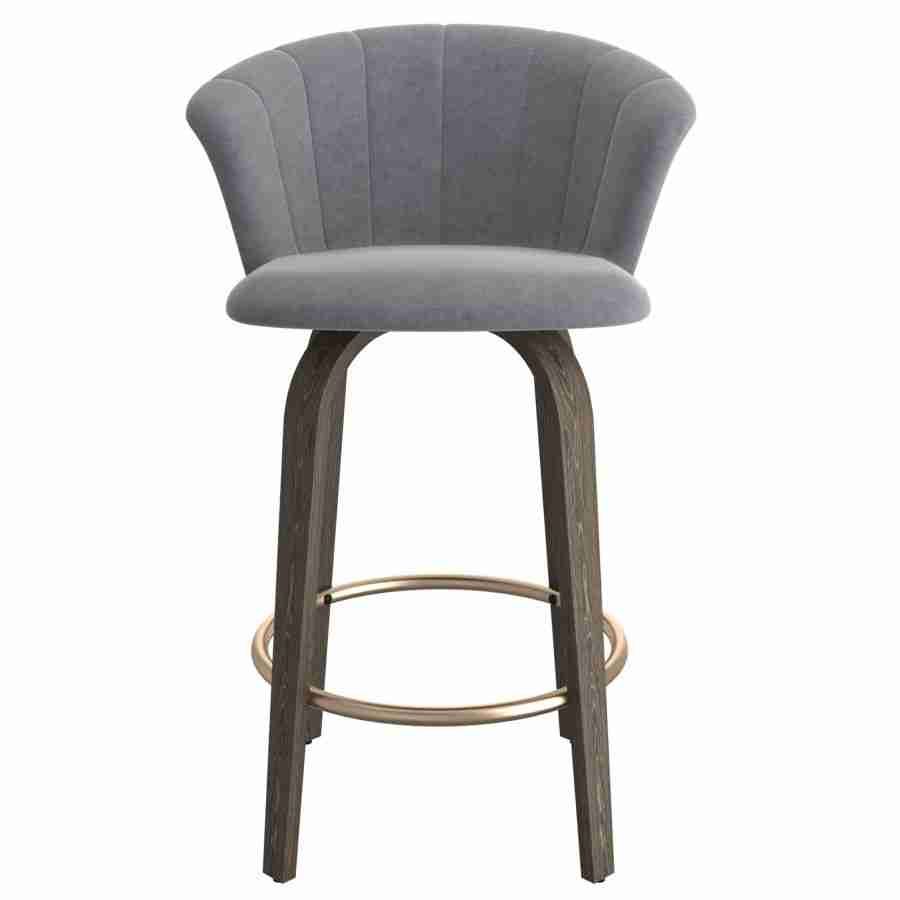 Velvet Bar Stools with Solidwood Legs