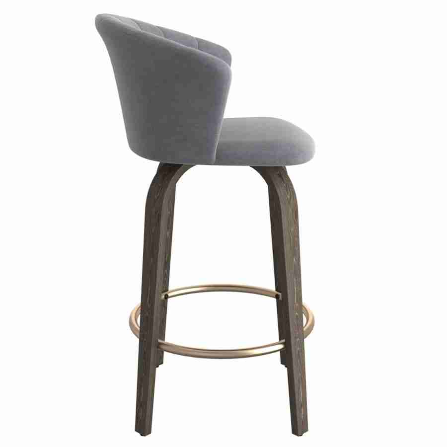 Velvet Bar Stools with Solidwood Legs