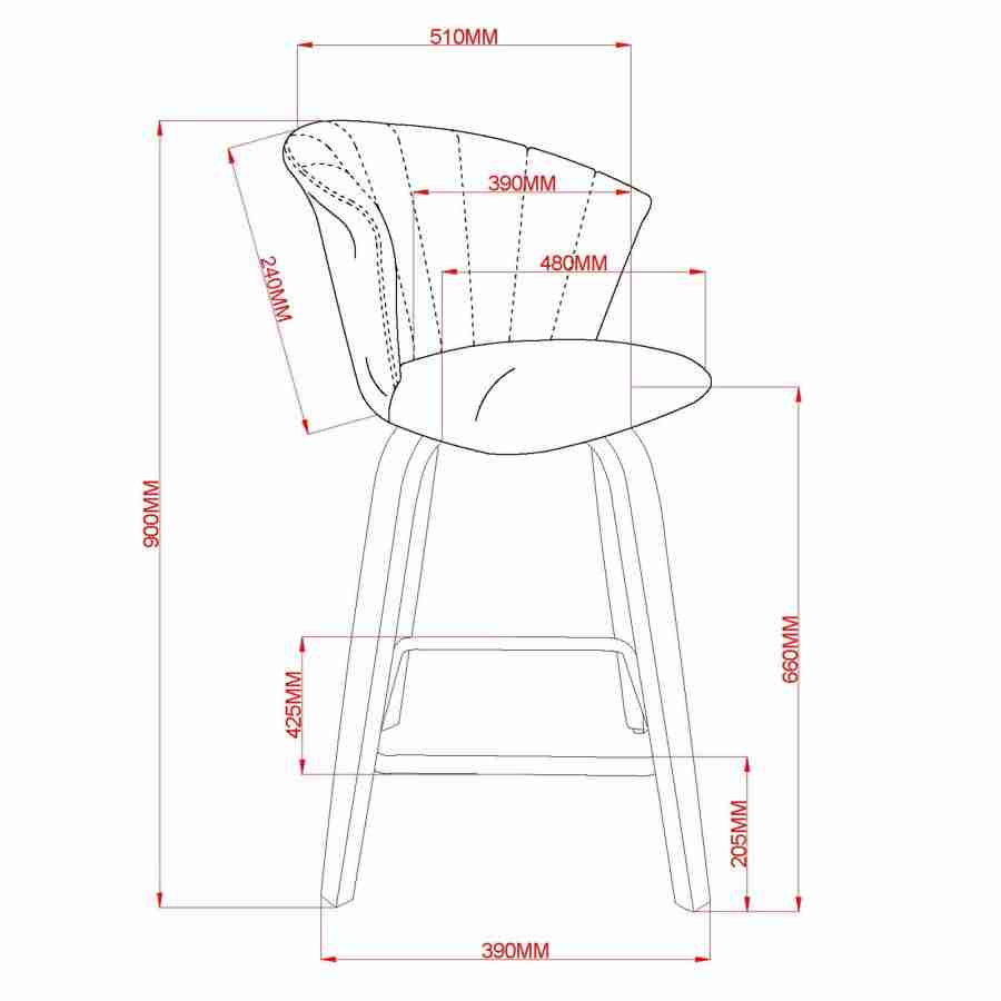 Velvet Bar Stools with Solidwood Legs