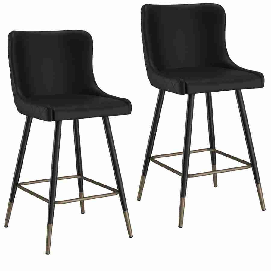 Modern Bar Stools with Diamond Tufted Back