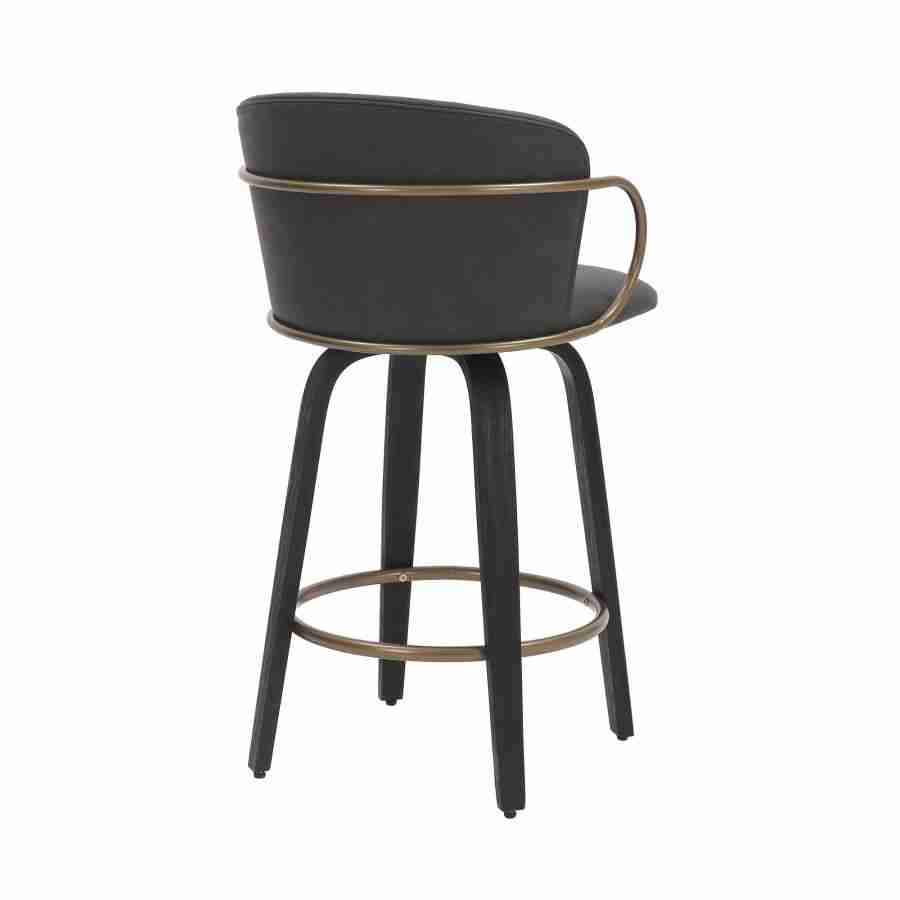 Leather Bar Stools with Wooden Legs