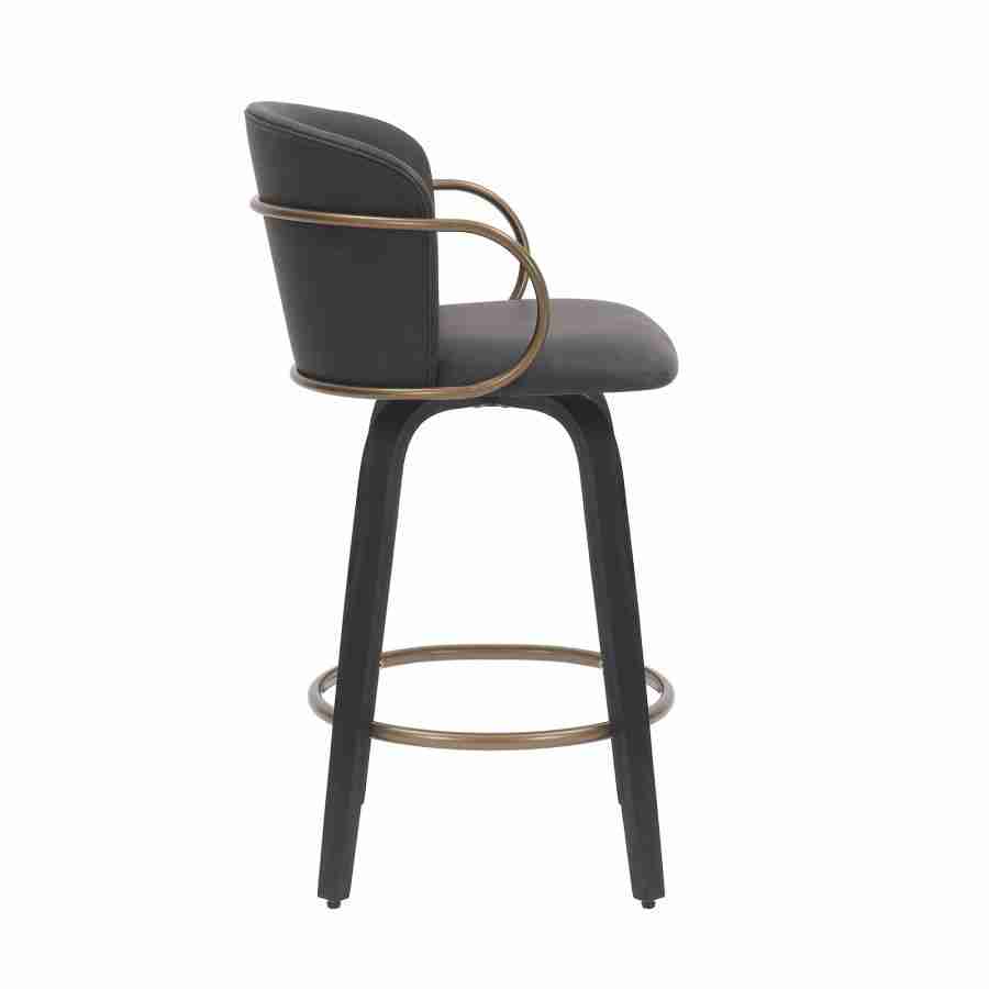 Leather Bar Stools with Wooden Legs