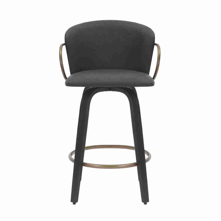 Leather Bar Stools with Wooden Legs