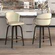 Leather Bar Stools with Wooden Legs