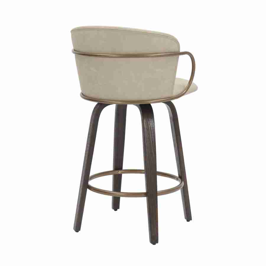 Leather Bar Stools with Wooden Legs