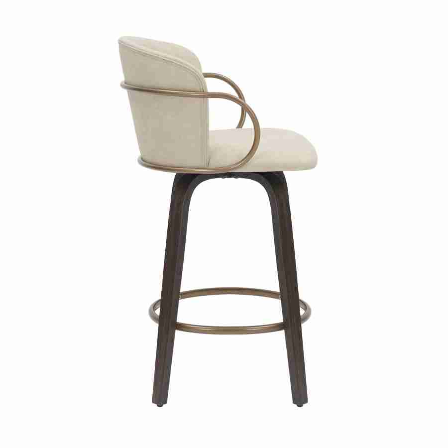 Leather Bar Stools with Wooden Legs