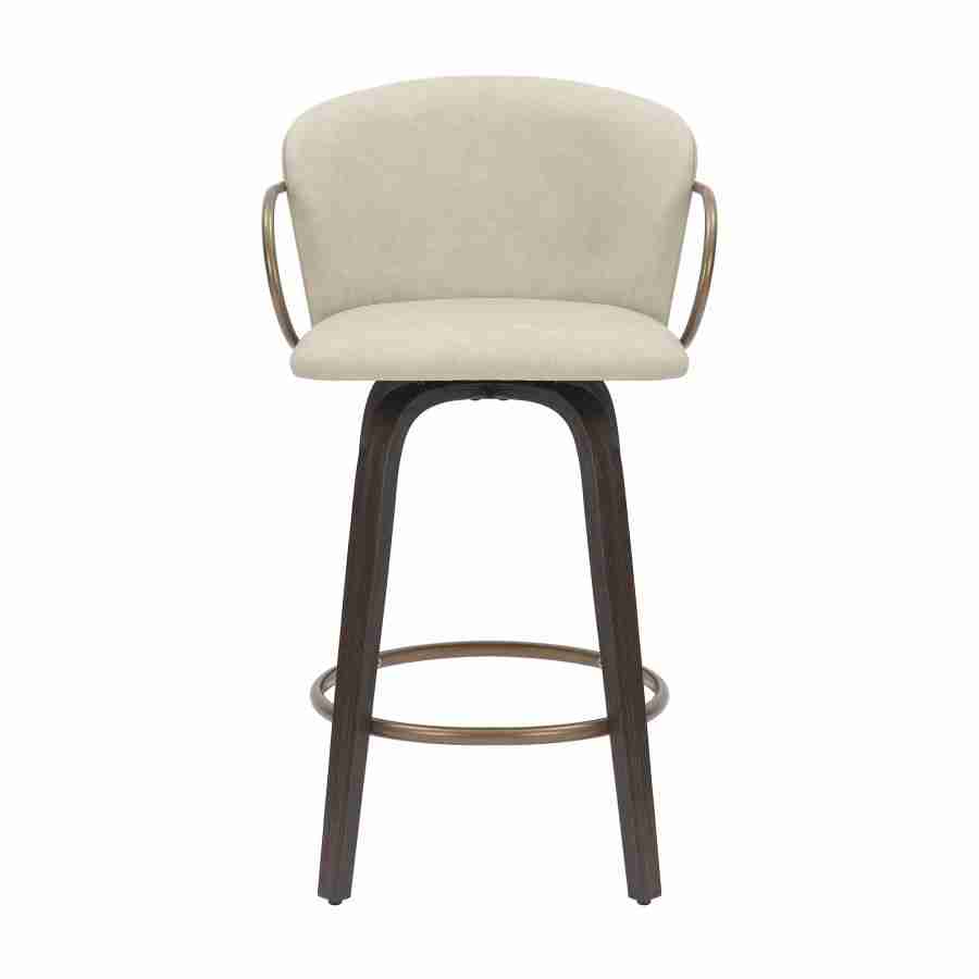 Leather Bar Stools with Wooden Legs