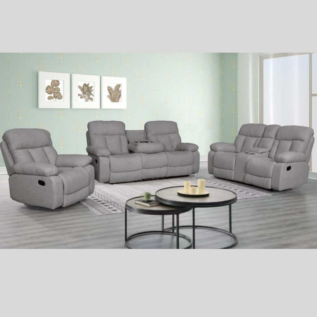 Malia Grey Manual Boucle Recliner Set