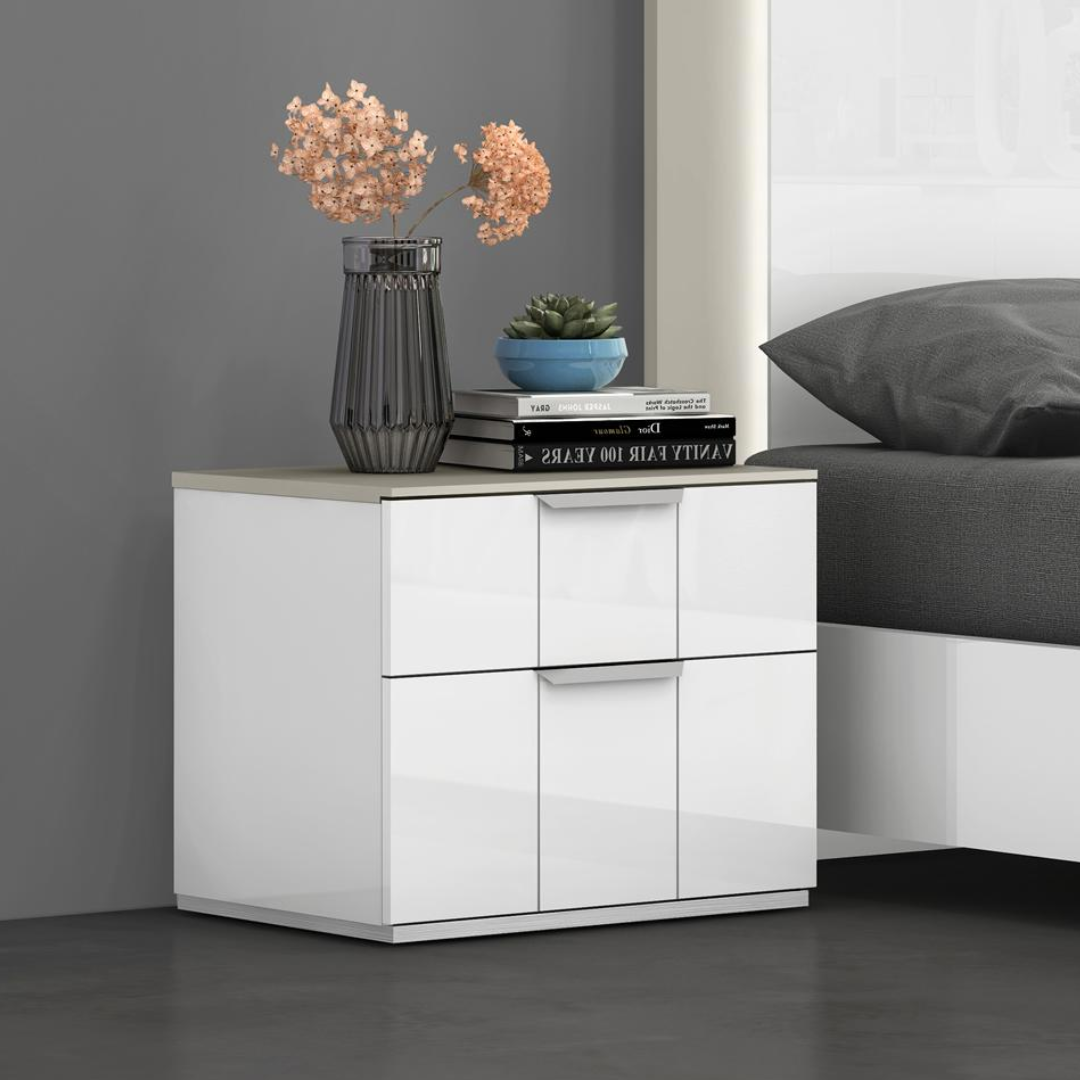 High Gloss Finish White Bedroom Set