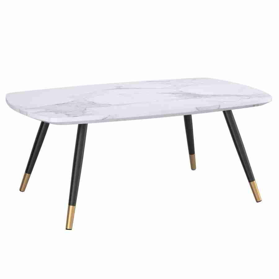 White Coffee Table with Matte Black Legs