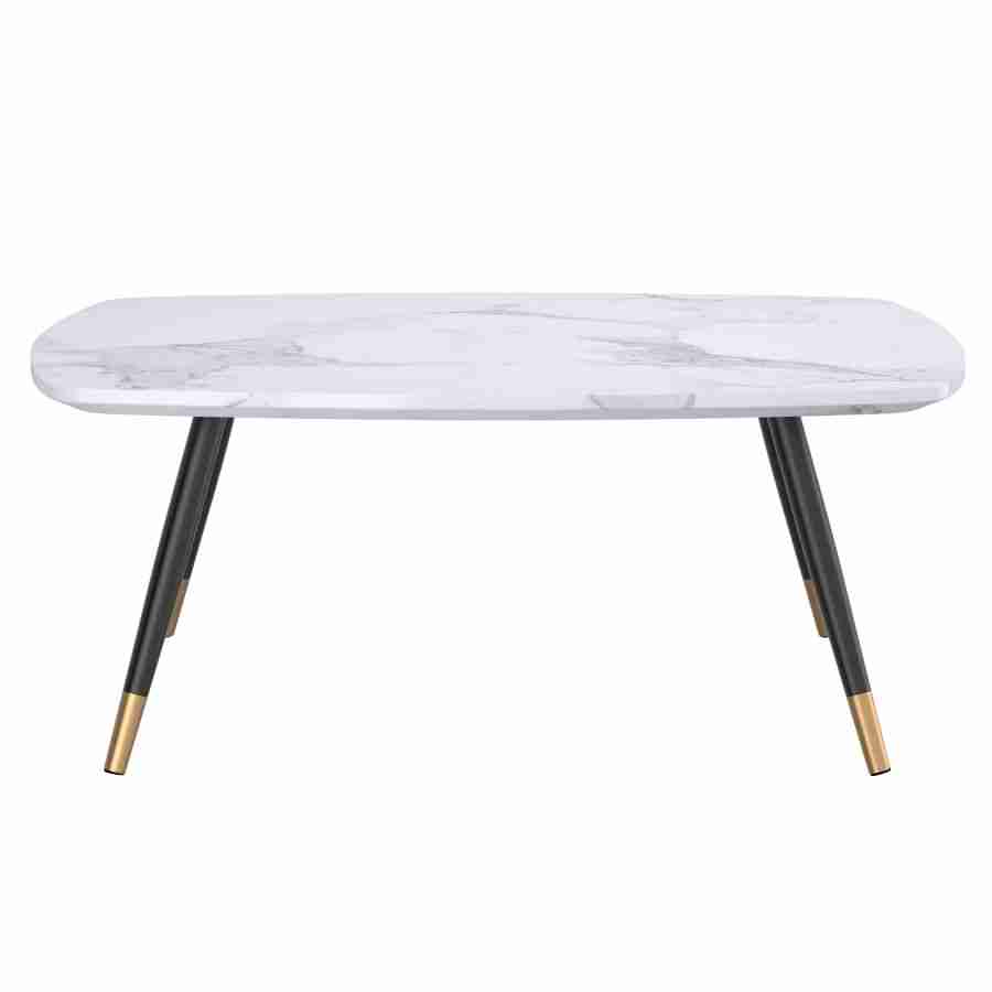 White Coffee Table with Matte Black Legs