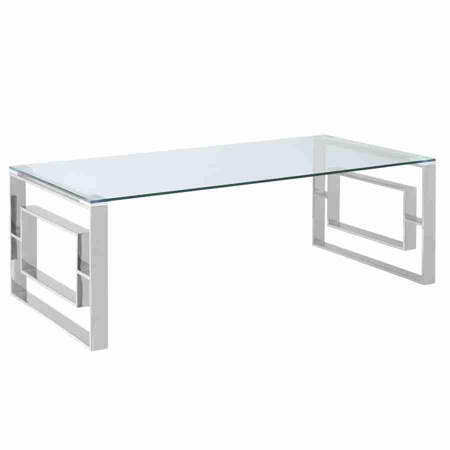 Glass Top Coffee Table in Gold and Silver