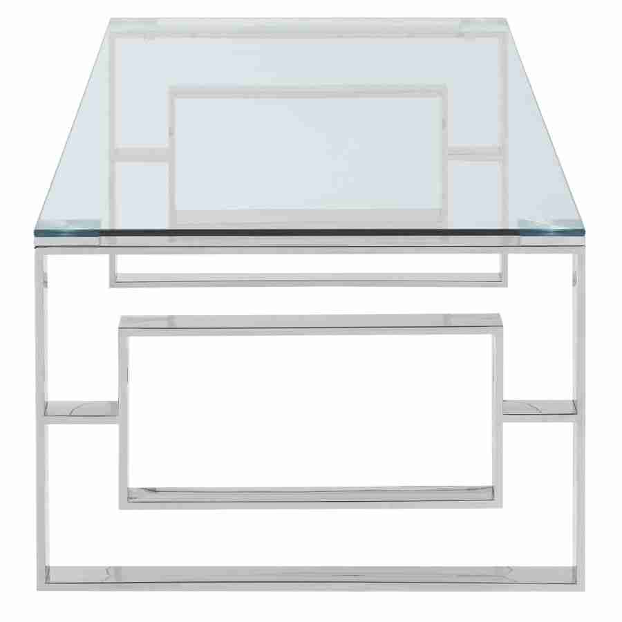 Glass Top Coffee Table in Gold and Silver