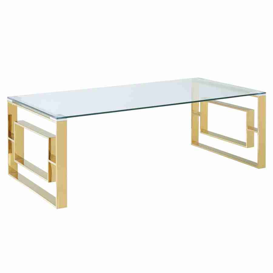 Glass Top Coffee Table in Gold and Silver