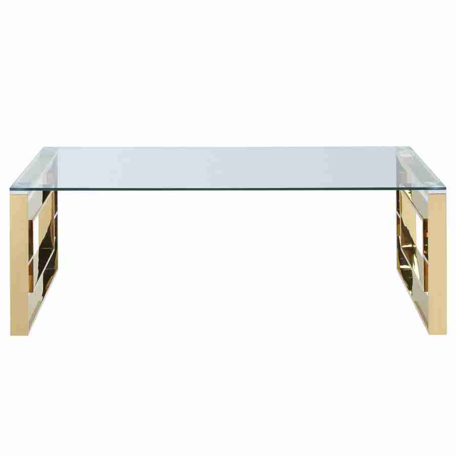 Glass Top Coffee Table in Gold and Silver